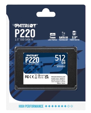 PATROIT SSD disk P220, 2.5", 512 GB, SATA III